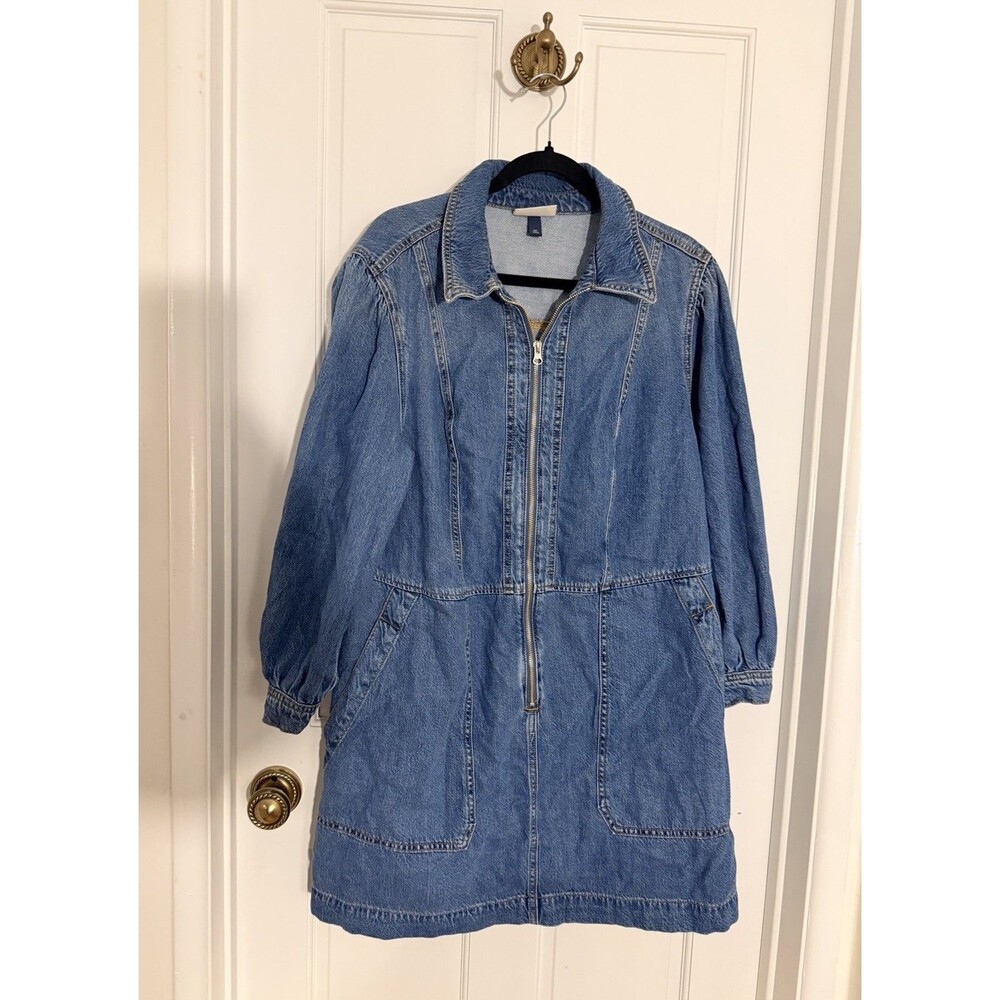 Universal Threads Blue Denim Long Sleeve Tunic Zipper Dress Size XXL